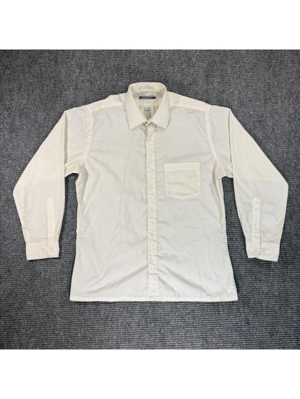 John Henry Shirt Men’s 16 32/33 White Button Down VTG Preppy Fit Workwear